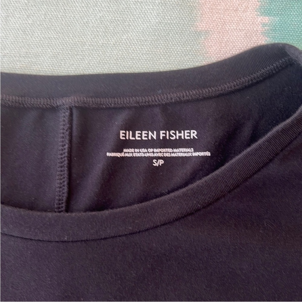 Eileen Fisher Black Organic Cotton Sleeveless Crewneck Tank Dress Size S - Picture 7 of 10